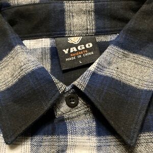 Yago Men's Navy and White Checkered Shirt